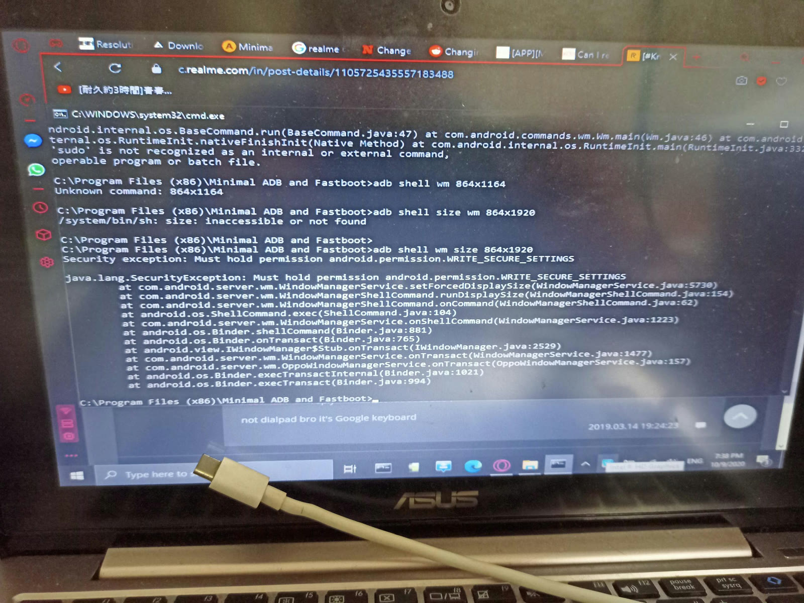 Android debugging setup on a laptop